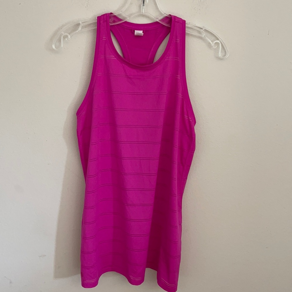 Athleta Top Hot Pink Racerback Tank Top Workout Top Pink Stripe Barbie Pink Tank